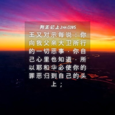 Picture 04 - 列 王 记 上 2:44 CUVS - 王 又 对 示 每 说 ： 你 向 我 父 亲 - Bible Verse Picture