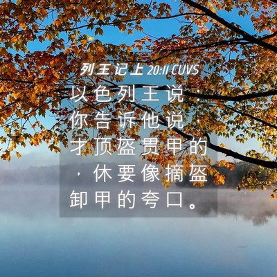 Picture 04 - 列 王 记 上 20:11 CUVS - 以 色 列 王 说 ： 你 告 诉 他 说 ， - Bible Verse Picture