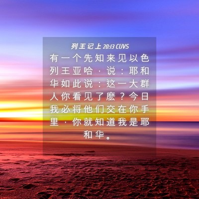 Picture 04 - 列 王 记 上 20:13 CUVS - 有 一 个 先 知 来 见 以 色 列 王 亚 - Bible Verse Picture