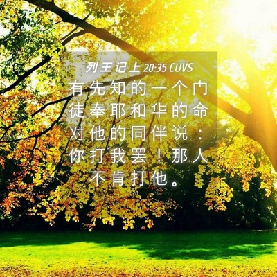 Picture 04 - 列 王 记 上 20:35 CUVS - 有 先 知 的 一 个 门 徒 奉 耶 和 华 - Bible Verse Picture