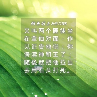 Picture 04 - 列 王 记 上 21:10 CUVS - 又 叫 两 个 匪 徒 坐 在 拿 伯 对 面 - Bible Verse Picture