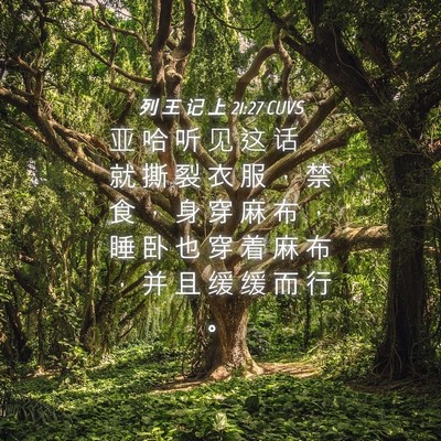 Picture 04 - 列 王 记 上 21:27 CUVS - 亚 哈 听 见 这 话 ， 就 撕 裂 衣 服 - Bible Verse Picture