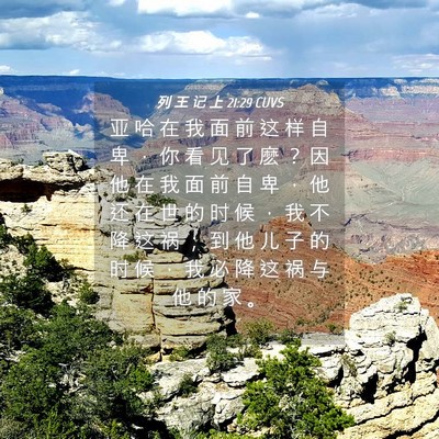 Picture 04 - 列 王 记 上 21:29 CUVS - 亚 哈 在 我 面 前 这 样 自 卑 ， 你 - Bible Verse Picture