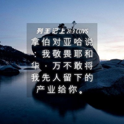 Picture 04 - 列 王 记 上 21:3 CUVS - 拿 伯 对 亚 哈 说 ： 我 敬 畏 耶 和 - Bible Verse Picture
