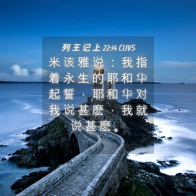 Picture 04 - 列 王 记 上 22:14 CUVS - 米 该 雅 说 ： 我 指 着 永 生 的 耶 - Bible Verse Picture