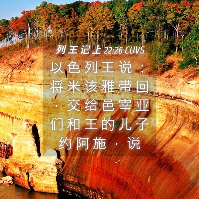 Picture 04 - 列 王 记 上 22:26 CUVS - 以 色 列 王 说 ： 将 米 该 雅 带 回 - Bible Verse Picture