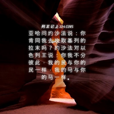 Picture 04 - 列 王 记 上 22:4 CUVS - 亚 哈 问 约 沙 法 说 ： 你 肯 同 我 - Bible Verse Picture