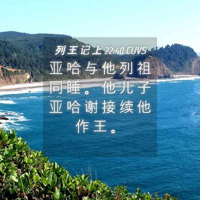 Picture 04 - 列 王 记 上 22:40 CUVS - 亚 哈 与 他 列 祖 同 睡 。 他 儿 子 - Bible Verse Picture