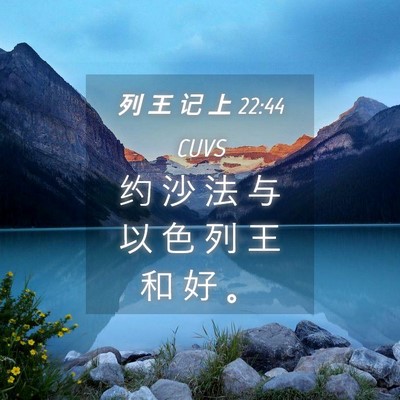 Picture 04 - 列 王 记 上 22:44 CUVS - 约 沙 法 与 以 色 列 王 和 好 - Bible Verse Picture