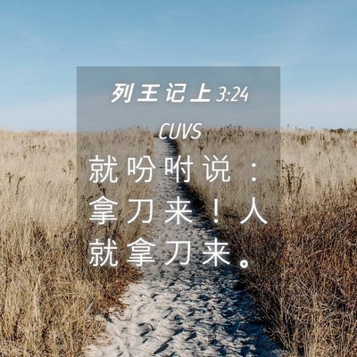 Picture 04 - 列 王 记 上 3:24 CUVS - 就 吩 咐 说 ： 拿 刀 来 ！ 人 就 拿 - Bible Verse Picture