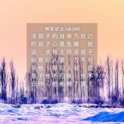 Picture 04 - 列 王 记 上 3:26 CUVS - 活 孩 子 的 母 亲 为 自 己 的 孩 子 - Bible Verse Picture