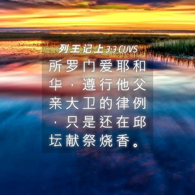 Picture 04 - 列 王 记 上 3:3 CUVS - 所 罗 门 爱 耶 和 华 ， 遵 行 他 父 - Bible Verse Picture