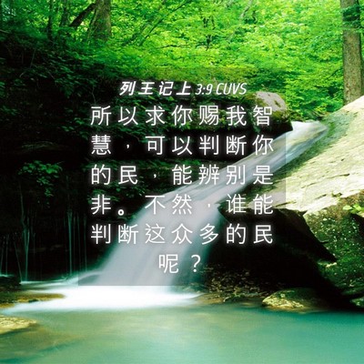 Picture 04 - 列 王 记 上 3:9 CUVS - 所 以 求 你 赐 我 智 慧 ， 可 以 判 - Bible Verse Picture
