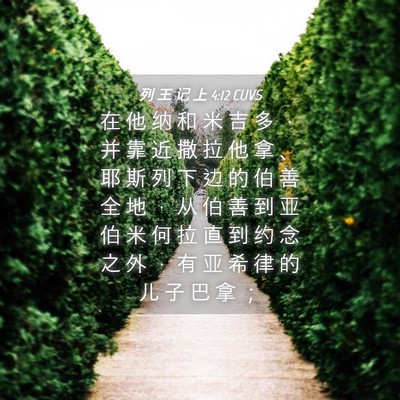 Picture 04 - 列 王 记 上 4:12 CUVS - 在 他 纳 和 米 吉 多 ， 并 靠 近 撒 - Bible Verse Picture