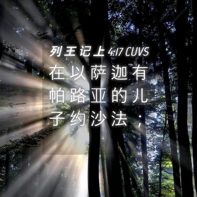 Picture 04 - 列 王 记 上 4:17 CUVS - 在 以 萨 迦 有 帕 路 亚 的 儿 子 约 - Bible Verse Picture