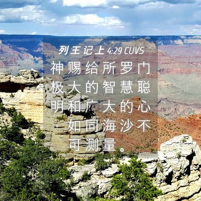 Picture 04 - 列 王 记 上 4:29 CUVS - 神 赐 给 所 罗 门 极 大 的 智 慧 聪 - Bible Verse Picture