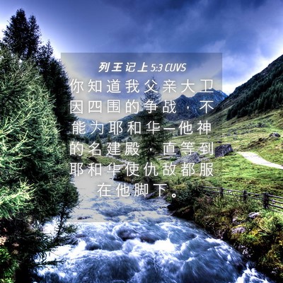 Picture 04 - 列 王 记 上 5:3 CUVS - 你 知 道 我 父 亲 大 卫 因 四 围 的 - Bible Verse Picture