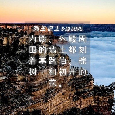 Picture 04 - 列 王 记 上 6:29 CUVS - 内 殿 、 外 殿 周 围 的 墙 上 都 刻 - Bible Verse Picture