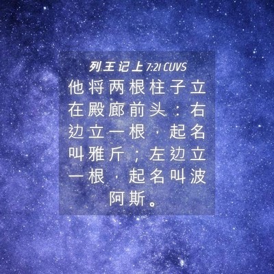 Picture 04 - 列 王 记 上 7:21 CUVS - 他 将 两 根 柱 子 立 在 殿 廊 前 头 - Bible Verse Picture