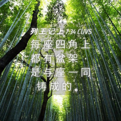 Picture 04 - 列 王 记 上 7:34 CUVS - 每 座 四 角 上 都 有 盆 架 ， 是 与 - Bible Verse Picture