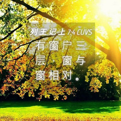 Picture 04 - 列 王 记 上 7:4 CUVS - 有 窗 户 三 层 ， 窗 与 窗 相 对 - Bible Verse Picture