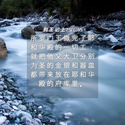Picture 04 - 列 王 记 上 7:51 CUVS - 所 罗 门 王 做 完 了 耶 和 华 殿 的 - Bible Verse Picture
