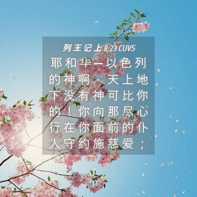 Picture 04 - 列 王 记 上 8:23 CUVS - 耶 和 华 ─ 以 色 列 的 神 啊 ， 天 - Bible Verse Picture