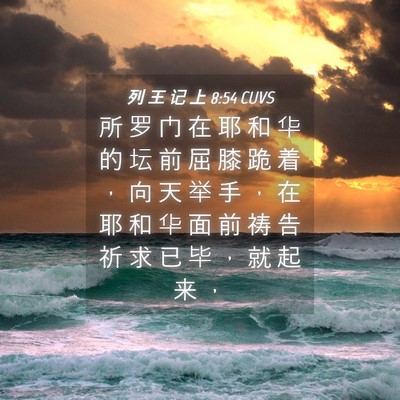 Picture 04 - 列 王 记 上 8:54 CUVS - 所 罗 门 在 耶 和 华 的 坛 前 屈 膝 - Bible Verse Picture