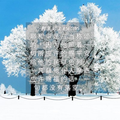 Picture 04 - 列 王 记 上 8:56 CUVS - 耶 和 华 是 应 当 称 颂 的 ！ 因 为 - Bible Verse Picture