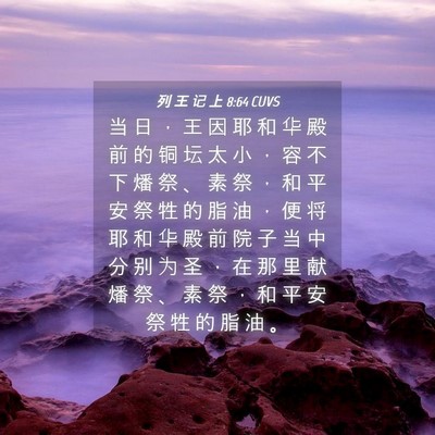 Picture 04 - 列 王 记 上 8:64 CUVS - 当 日 ， 王 因 耶 和 华 殿 前 的 铜 - Bible Verse Picture
