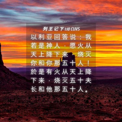 Picture 04 - 列 王 记 下 1:10 CUVS - 以 利 亚 回 答 说 ： 我 若 是 神 人 - Bible Verse Picture