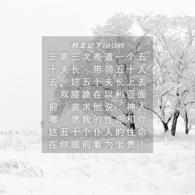 Picture 04 - 列 王 记 下 1:13 CUVS - 王 第 三 次 差 遣 一 个 五 十 夫 长 - Bible Verse Picture