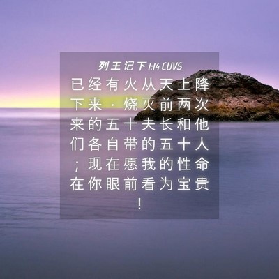 Picture 04 - 列 王 记 下 1:14 CUVS - 已 经 有 火 从 天 上 降 下 来 ， 烧 - Bible Verse Picture
