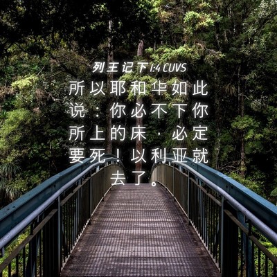 Picture 04 - 列 王 记 下 1:4 CUVS - 所 以 耶 和 华 如 此 说 ： 你 必 不 - Bible Verse Picture