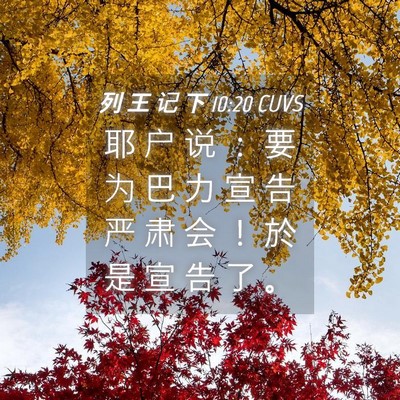 Picture 04 - 列 王 记 下 10:20 CUVS - 耶 户 说 ： 要 为 巴 力 宣 告 严 肃 - Bible Verse Picture