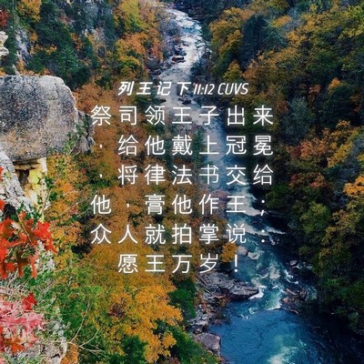Picture 04 - 列 王 记 下 11:12 CUVS - 祭 司 领 王 子 出 来 ， 给 他 戴 上 - Bible Verse Picture