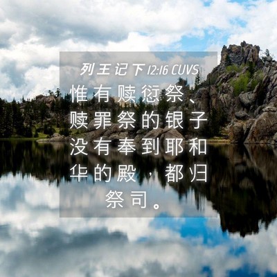 Picture 04 - 列 王 记 下 12:16 CUVS - 惟 有 赎 愆 祭 、 赎 罪 祭 的 银 子 - Bible Verse Picture