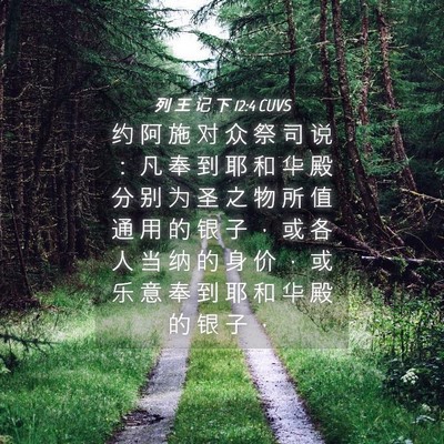 Picture 04 - 列 王 记 下 12:4 CUVS - 约 阿 施 对 众 祭 司 说 ： 凡 奉 到 - Bible Verse Picture