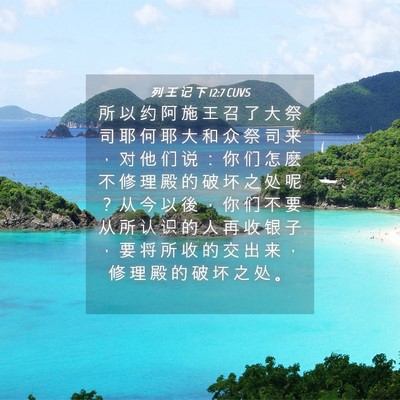 Picture 04 - 列 王 记 下 12:7 CUVS - 所 以 约 阿 施 王 召 了 大 祭 司 耶 - Bible Verse Picture