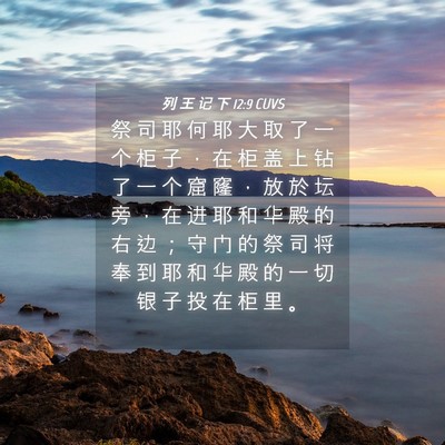 Picture 04 - 列 王 记 下 12:9 CUVS - 祭 司 耶 何 耶 大 取 了 一 个 柜 子 - Bible Verse Picture