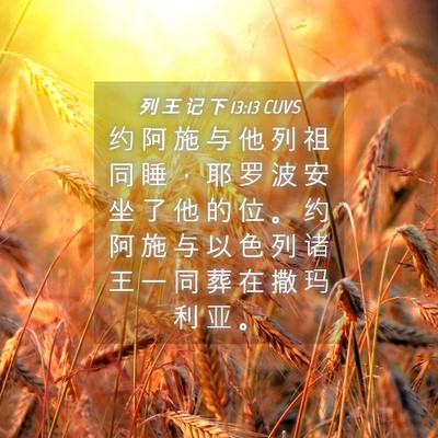 Picture 04 - 列 王 记 下 13:13 CUVS - 约 阿 施 与 他 列 祖 同 睡 ， 耶 罗 - Bible Verse Picture
