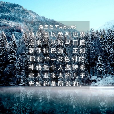 Picture 04 - 列 王 记 下 14:25 CUVS - 他 收 回 以 色 列 边 界 之 地 ， 从 - Bible Verse Picture