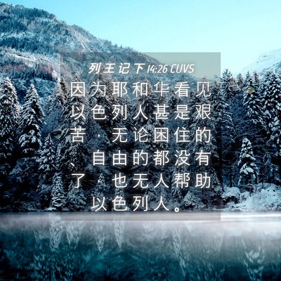 Picture 04 - 列 王 记 下 14:26 CUVS - 因 为 耶 和 华 看 见 以 色 列 人 甚 - Bible Verse Picture