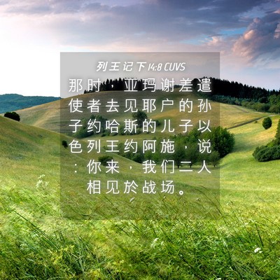 Picture 04 - 列 王 记 下 14:8 CUVS - 那 时 ， 亚 玛 谢 差 遣 使 者 去 见 - Bible Verse Picture