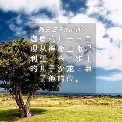 Picture 04 - 列 王 记 下 15:14 CUVS - 迦 底 的 儿 子 米 拿 现 从 得 撒 上 - Bible Verse Picture