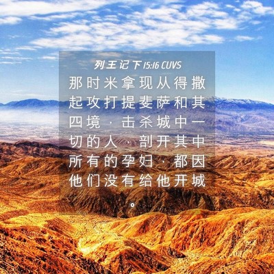 Picture 04 - 列 王 记 下 15:16 CUVS - 那 时 米 拿 现 从 得 撒 起 攻 打 提 - Bible Verse Picture