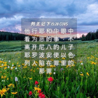 Picture 04 - 列 王 记 下 15:28 CUVS - 他 行 耶 和 华 眼 中 看 为 恶 的 事 - Bible Verse Picture