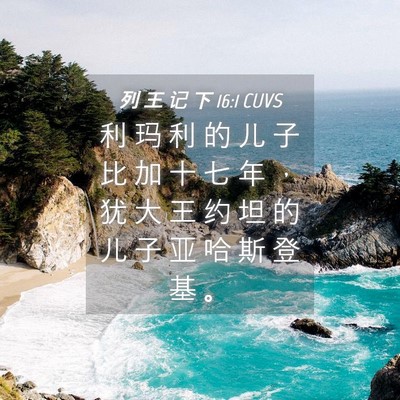 Picture 04 - 列 王 记 下 16:1 CUVS - 利 玛 利 的 儿 子 比 加 十 七 年 ， - Bible Verse Picture