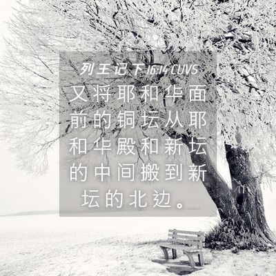 Picture 04 - 列 王 记 下 16:14 CUVS - 又 将 耶 和 华 面 前 的 铜 坛 从 耶 - Bible Verse Picture