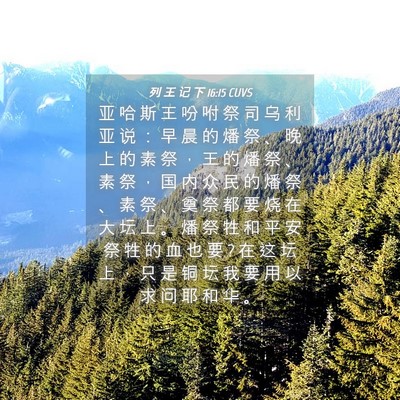 Picture 04 - 列 王 记 下 16:15 CUVS - 亚 哈 斯 王 吩 咐 祭 司 乌 利 亚 说 - Bible Verse Picture